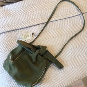 Suede leather bag with studded detail